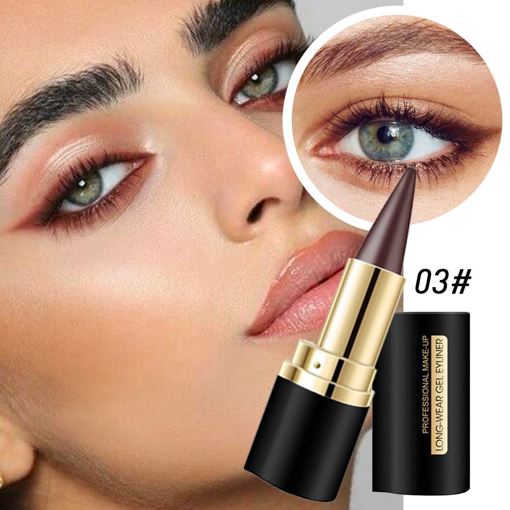 2Pcs Black Brown Gel Eyeliner Pencils Set,Waterproof Eye Liner Pen,Cat Eye Stencil Cat Face Makeup,Eye Black Eyeshadow Palette Stick,Gothic Halloween Makeup,delineador de ojos contra el agua