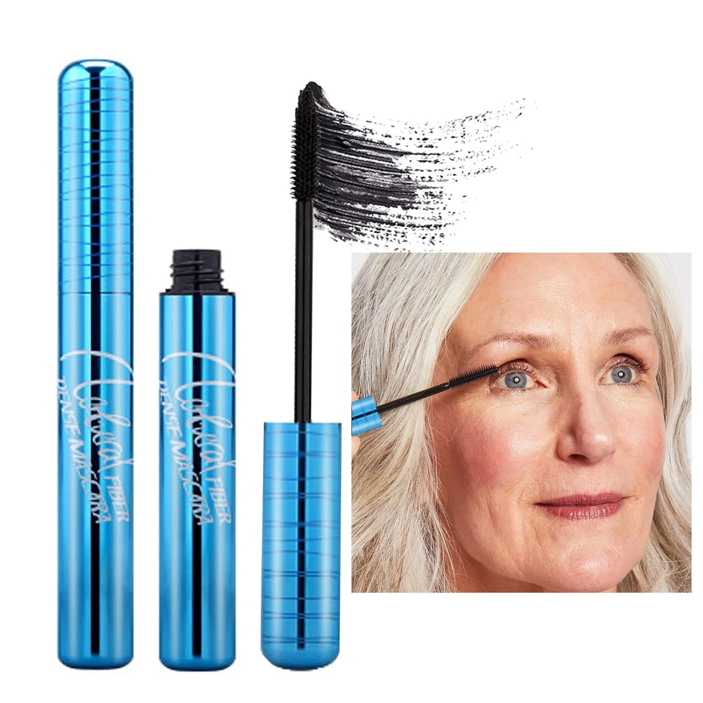 2 Pack Mascara for Older Women, Black Mascara for Seniors with Thinning Lashes Waterproof Volumizing Mascara, Hypoallergenic Mascara for Sensitive Eyes (Pack of 2)