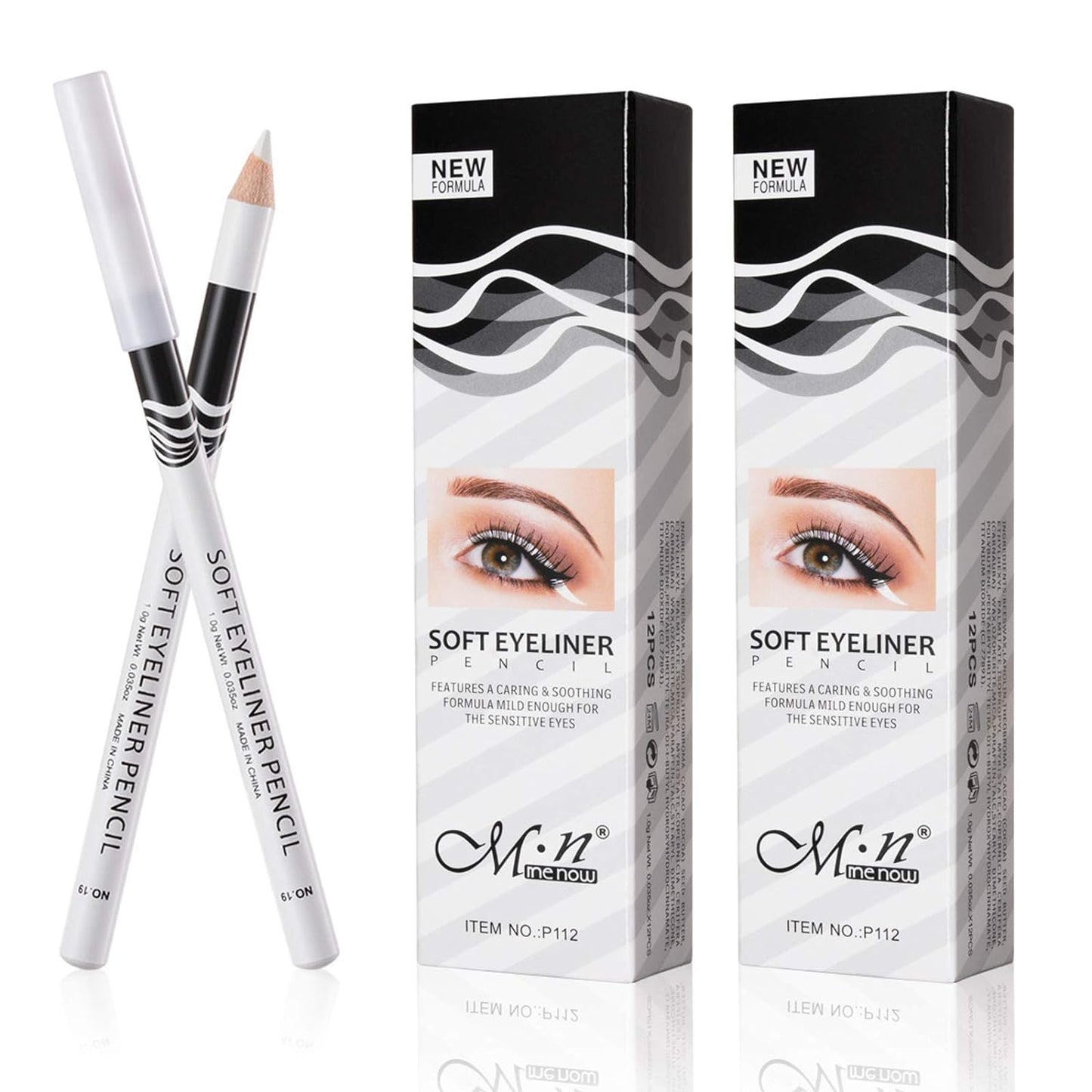 White Eyeliner Pencil Professional Highlighter Eye Liner Pen Soft Strokes Waterproof Long-Lasting Eyeshadow Eye Silkworm Brighten Pencil Beauty Makeup Tool (24pcs)