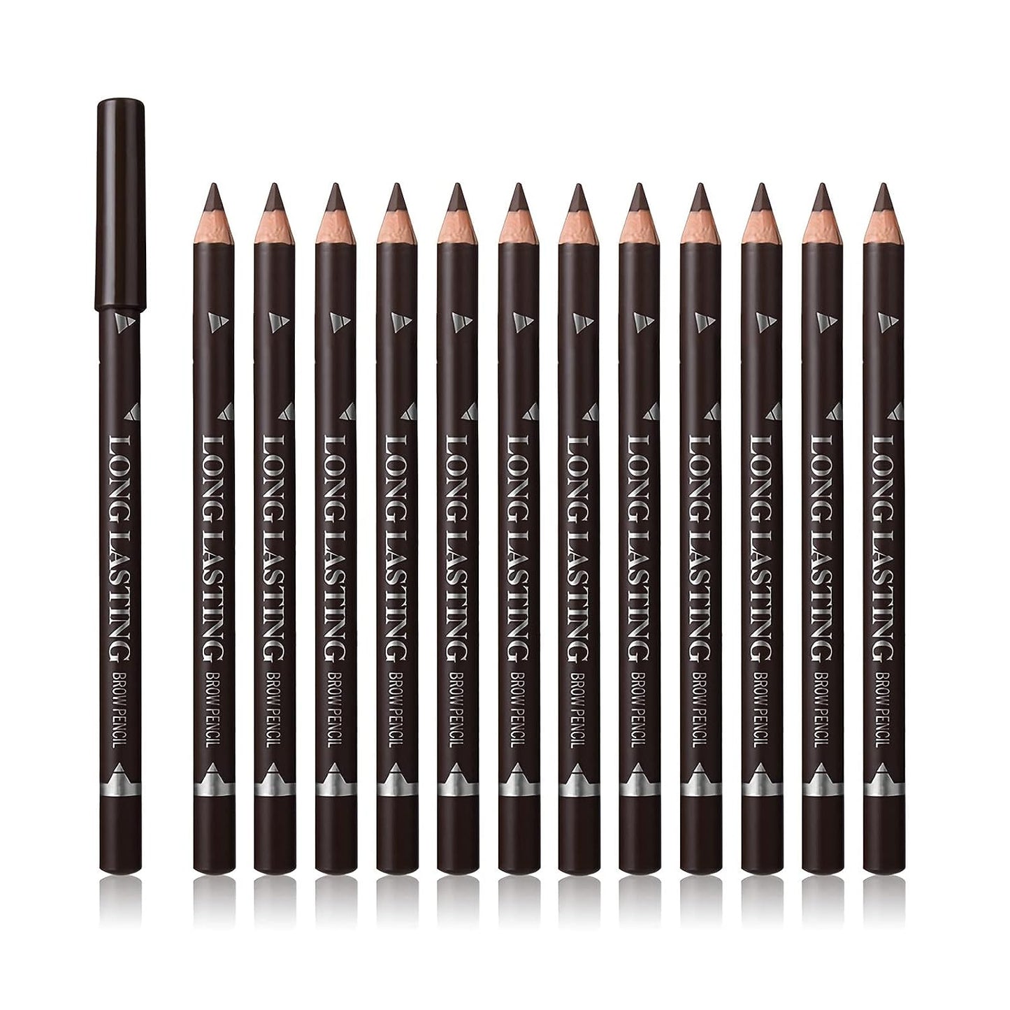 12 Pcs Dark Brown Eyebrow Pencil Eyeliner Makeup��Soft Textured��Easy to Color��Long Lasting��Waterproof Eyebrow Pen for Fills in Sparse Areas and Gaps��Create a Natural Eye Brow