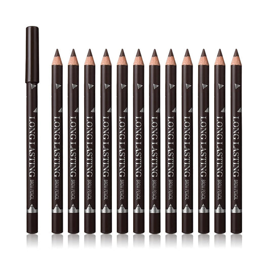 12 Pcs Dark Brown Eyebrow Pencil Eyeliner Makeup��Soft Textured��Easy to Color��Long Lasting��Waterproof Eyebrow Pen for Fills in Sparse Areas and Gaps��Create a Natural Eye Brow