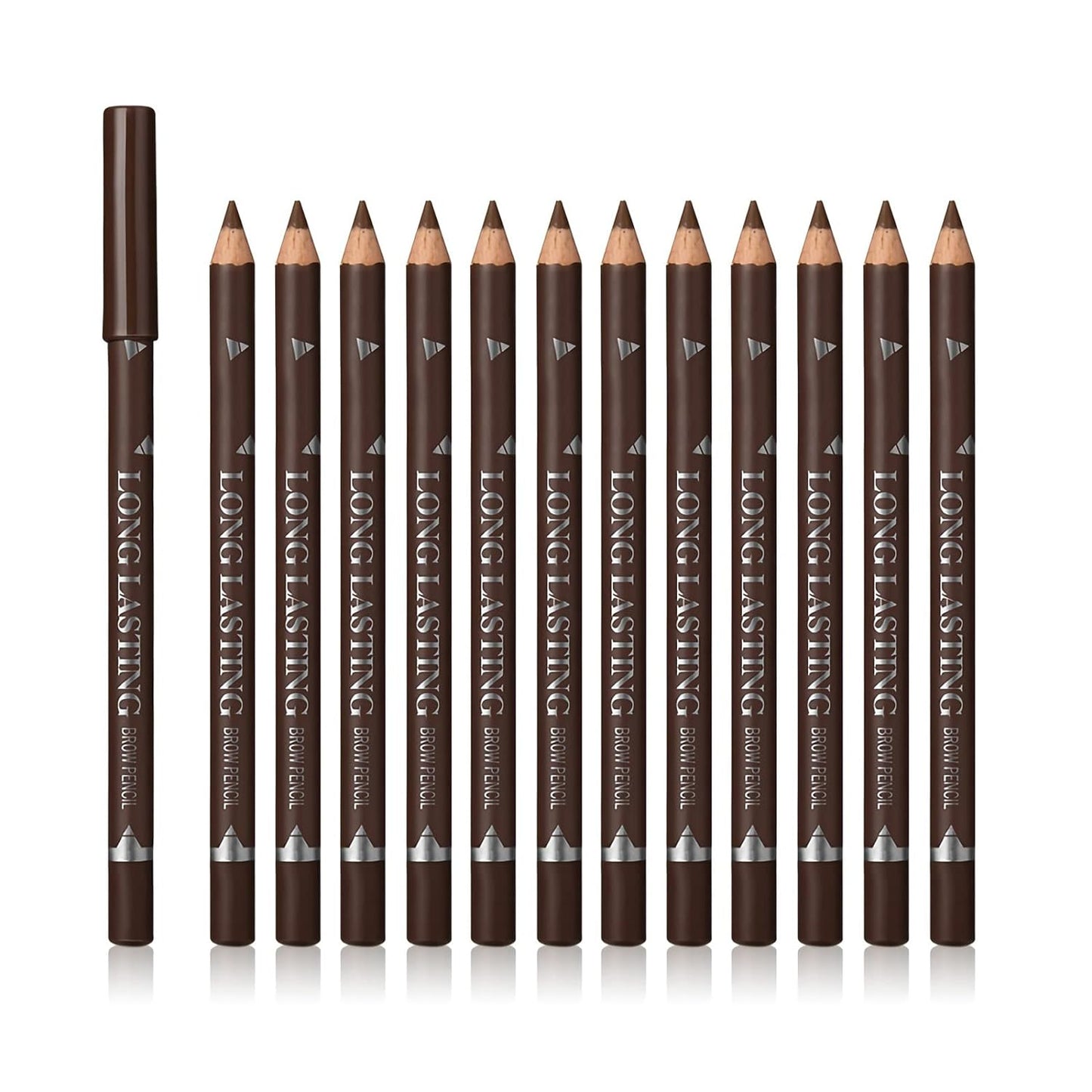 12 Pcs Brown Eyebrow Pencil Eyeliner Makeup��Soft Textured��Easy to Color��Long Lasting��Waterproof Eyebrow Pen for Fills in Sparse Areas and Gaps��Create a Natural Eye Brow