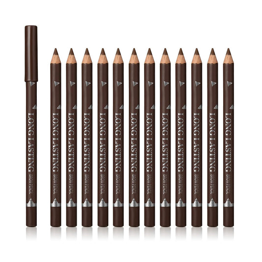 12 Pcs Brown Eyebrow Pencil Eyeliner Makeup��Soft Textured��Easy to Color��Long Lasting��Waterproof Eyebrow Pen for Fills in Sparse Areas and Gaps��Create a Natural Eye Brow