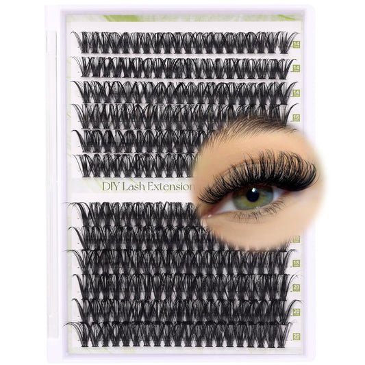 ALICE Lash Clusters DIY Lash Extensions 240PCS 14-20MM Individual Lashes Cluster Lashes Natural 40D D Curl Eyelash Extensions Faux Mink Individual Eyelashes