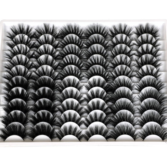 30 Pairs 20MM False Eyelashes Wholesale 6 Styles Mixed Lashes 8D Fluffy Volume Dramatic Faux Mink Eyelashes Pack