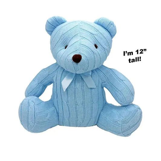 Rose Textiles - 12 Cable Knit Bear, Blue
