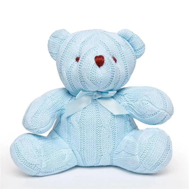 Rose Textiles - Cable Knit Bear Plush, Blue