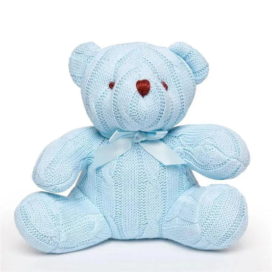 Rose Textiles - Cable Knit Bear Plush, Blue